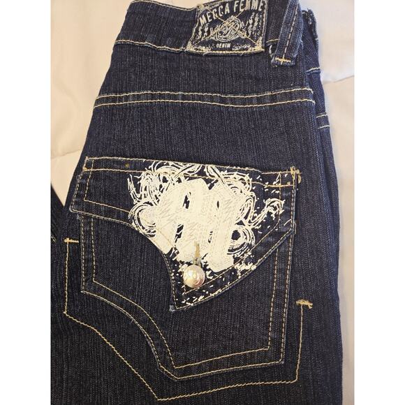 Vintage Y2K Mecca Femme Jeans Sz 7/8 Woman Western Nwot Silver Applique Glanz - Picture 2 of 6